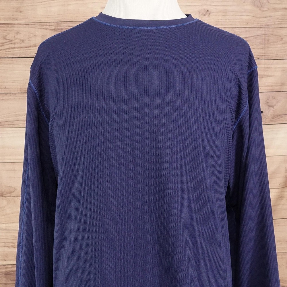 Roundtree & Yorke Shirt Mens 2XL Blue Long Sleeve Performance Knit Tee T-Shirt